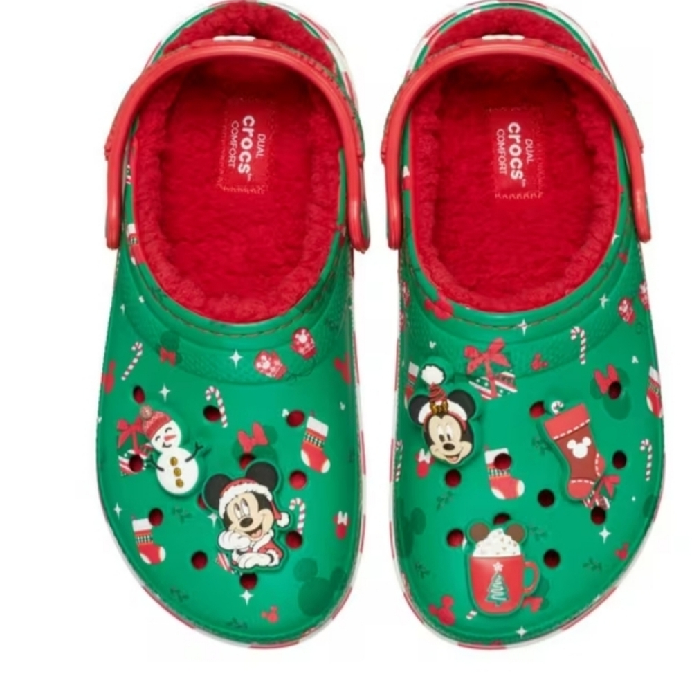 NWT Size CROCS Mickey Holiday Lined Classic Clog